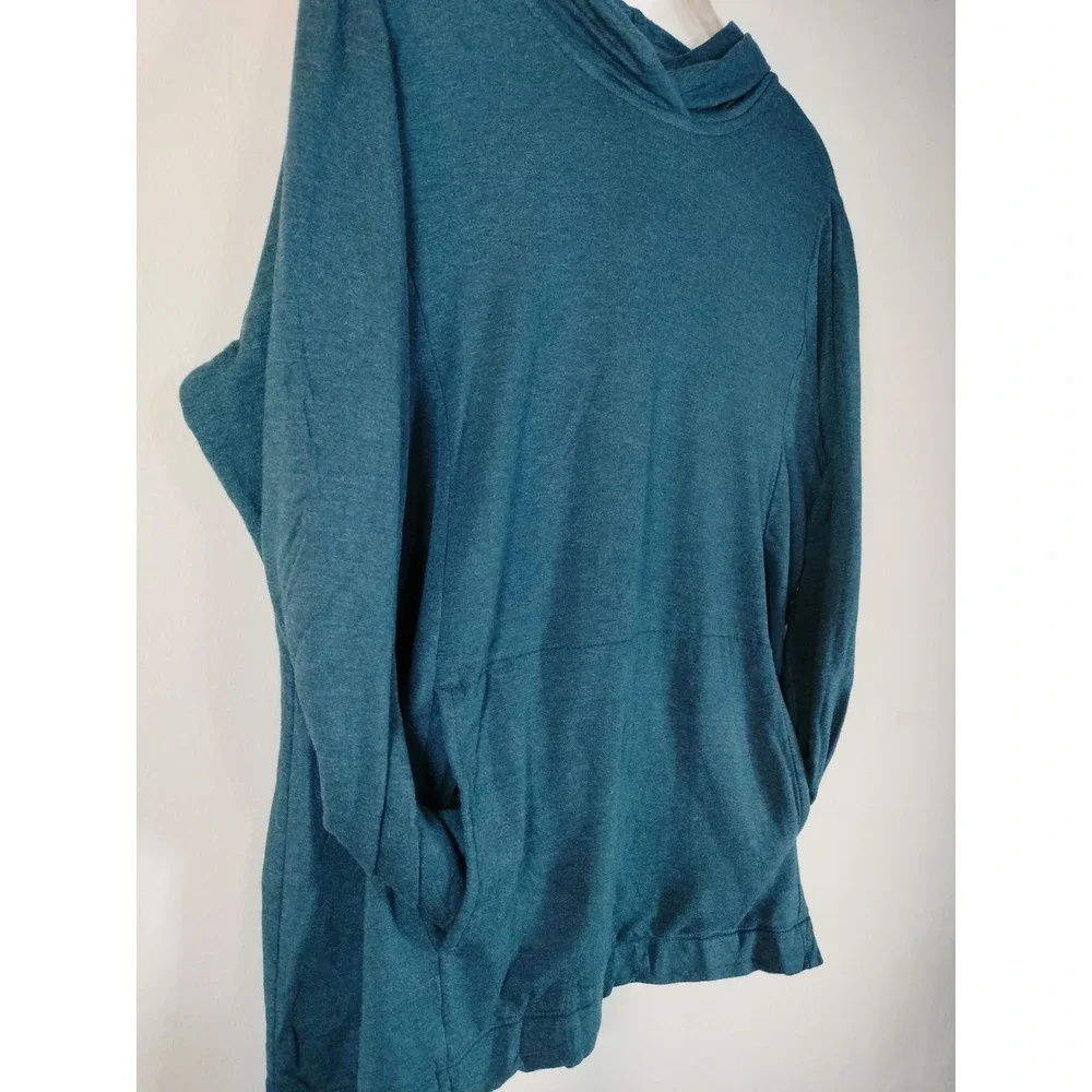 J. Jill Blue Hoodie; Long Sleeve Pullover Kangaroo Pocket Performance Sweatshirt